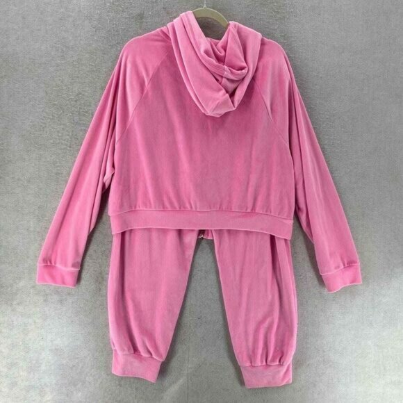 Victorias Secret L TRACKSUIT SET Full-zip Hoodie+jogger pant PINK VELOUR - Picture 2 of 16